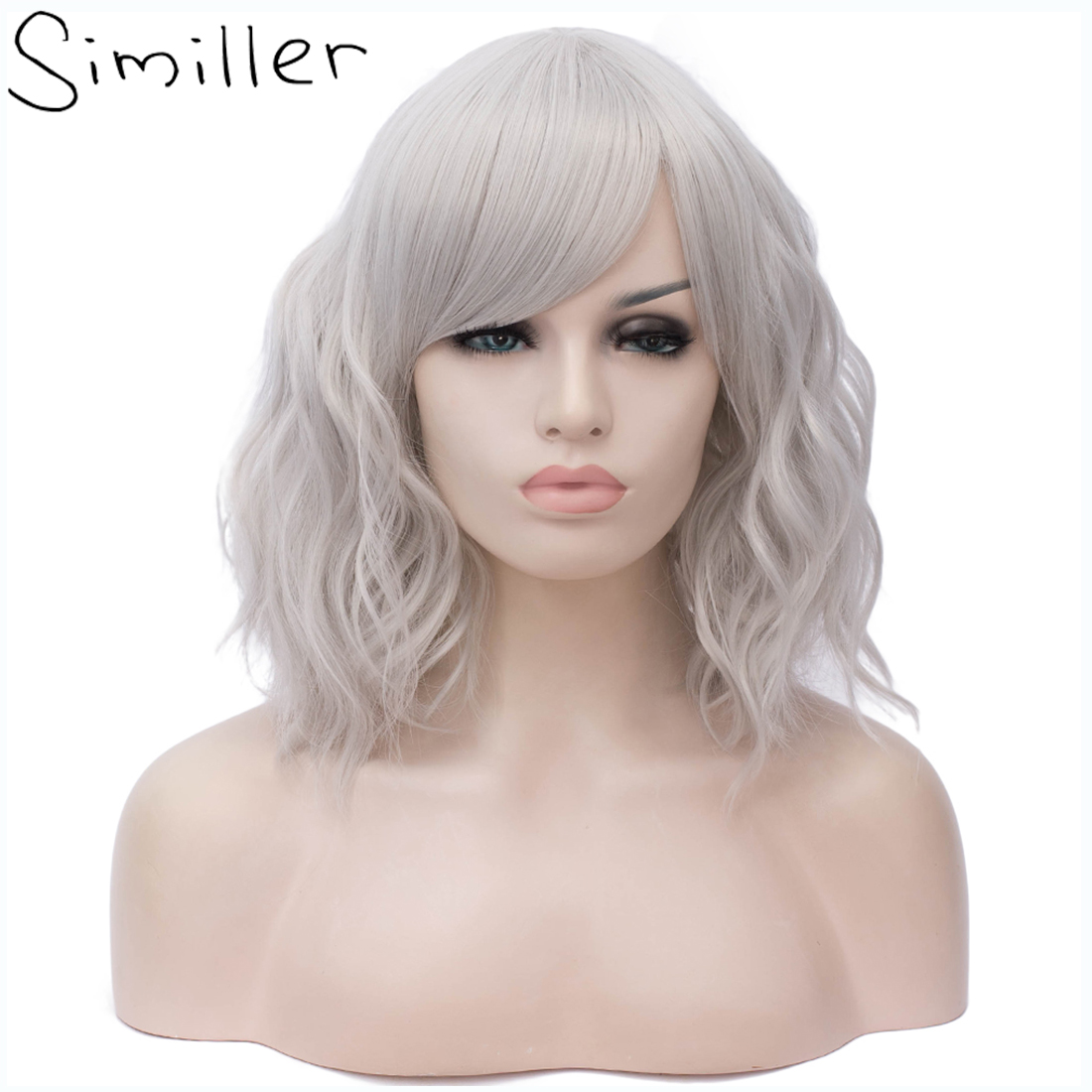 Similler Short Synthetic Wigs for Women Curly Hair..